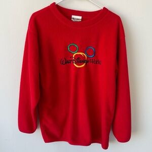 2000s Walt Disney World Rainbow Mickey Fleece Pullover Size medium in Red